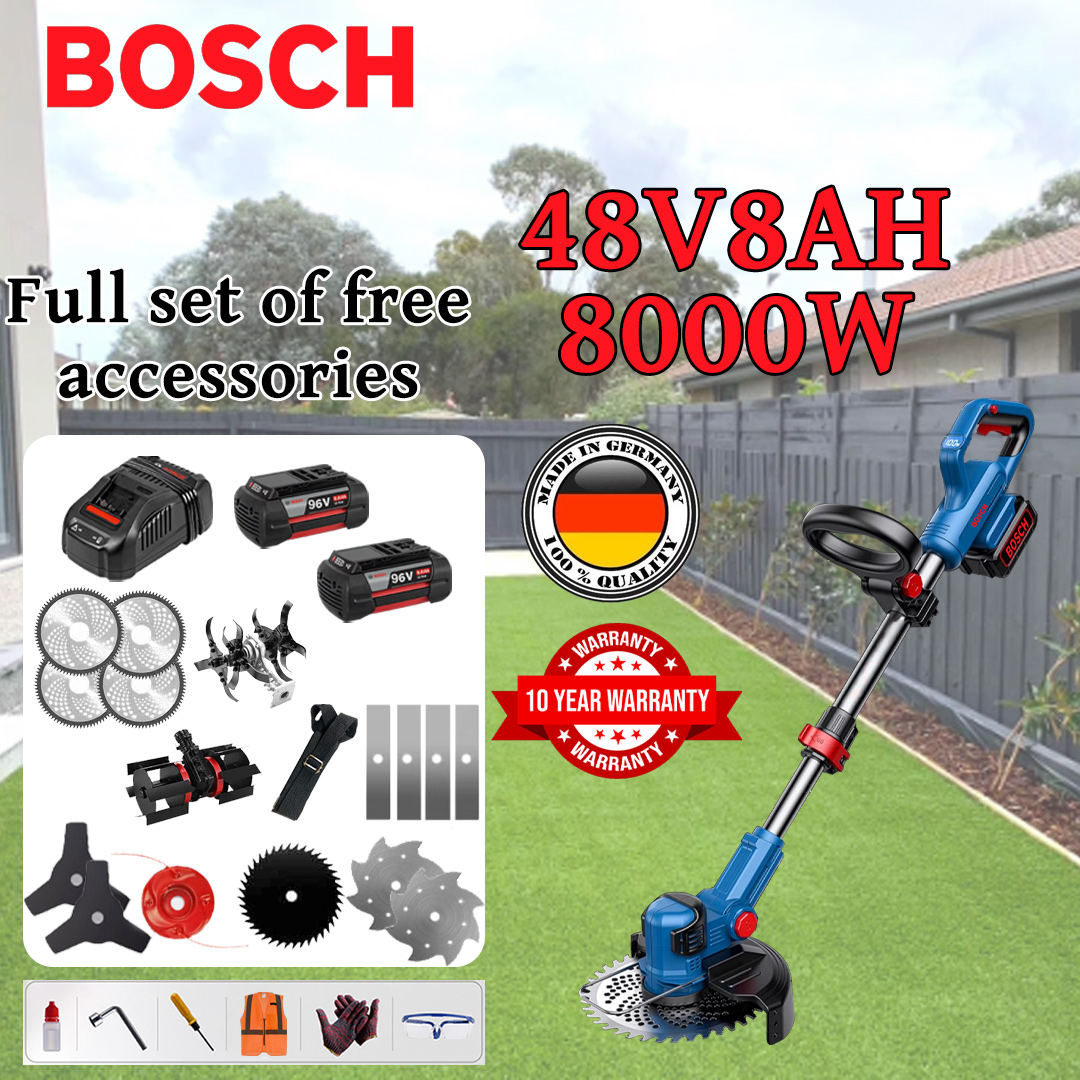 [Modelo Deluxe] Corta-relva (8000w48V8AH) + Cabeça de lavoura * 1 + Roda de ajuste * 1 + Lâmina de liga * 4 + Lâmina de serra de liga * 4 + Cabeça de corte de liga * 1 + Lâmina tripla * 2 + Lâmina antibloqueio * 1 + aço faca * 2 + carregador + bateria * 2 + pega * 1 + outros acessórios + 10 anos de garantia